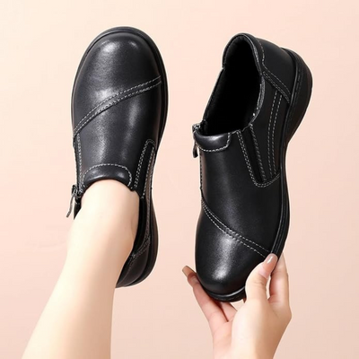 Mocassins en Cuir pour Femmes avec Fermeture Éclair | Noir