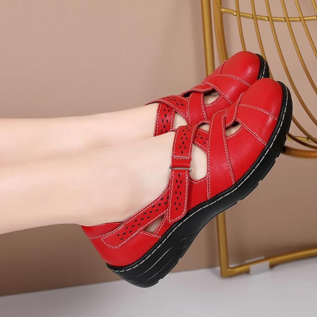 Mocassins ouvert en Cuir pour Femmes | Rouge