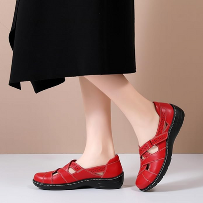 Mocassins ouvert en Cuir pour Femmes | Rouge