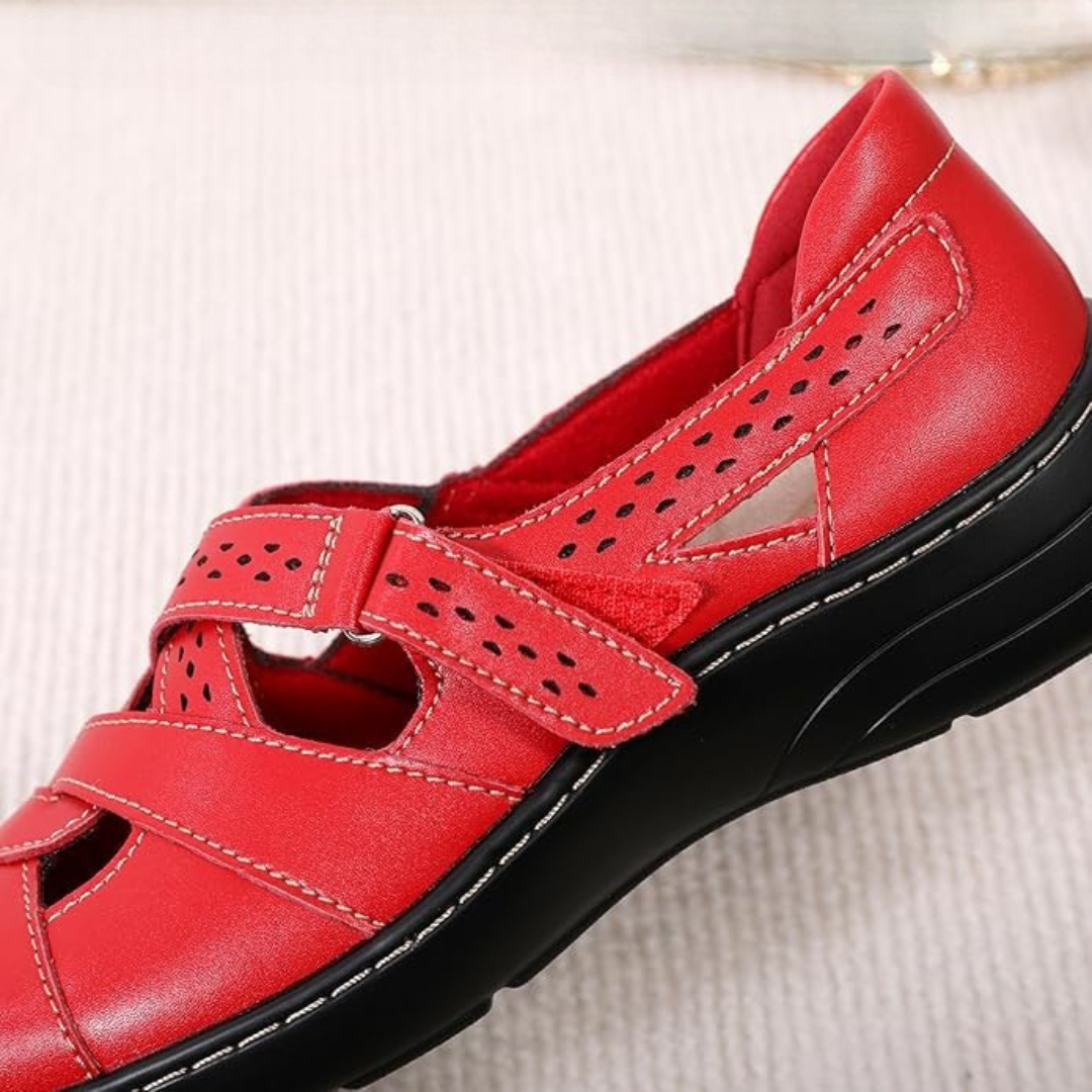 Mocassins ouvert en Cuir pour Femmes | Rouge