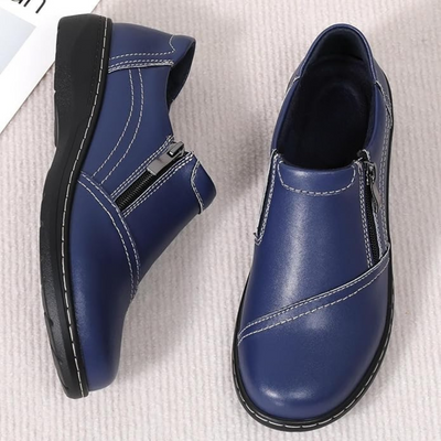 Mocassins en Cuir pour Femmes avec Fermeture Éclair | Bleu