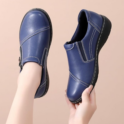 Mocassins en Cuir pour Femmes avec Fermeture Éclair | Bleu