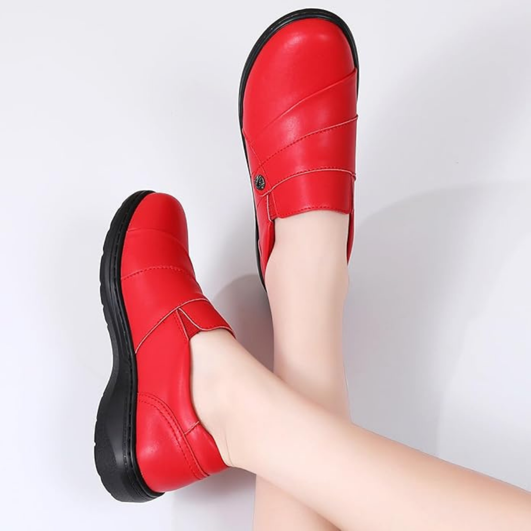 Mocassins de Travail pour Femmes en Cuir | Rouge