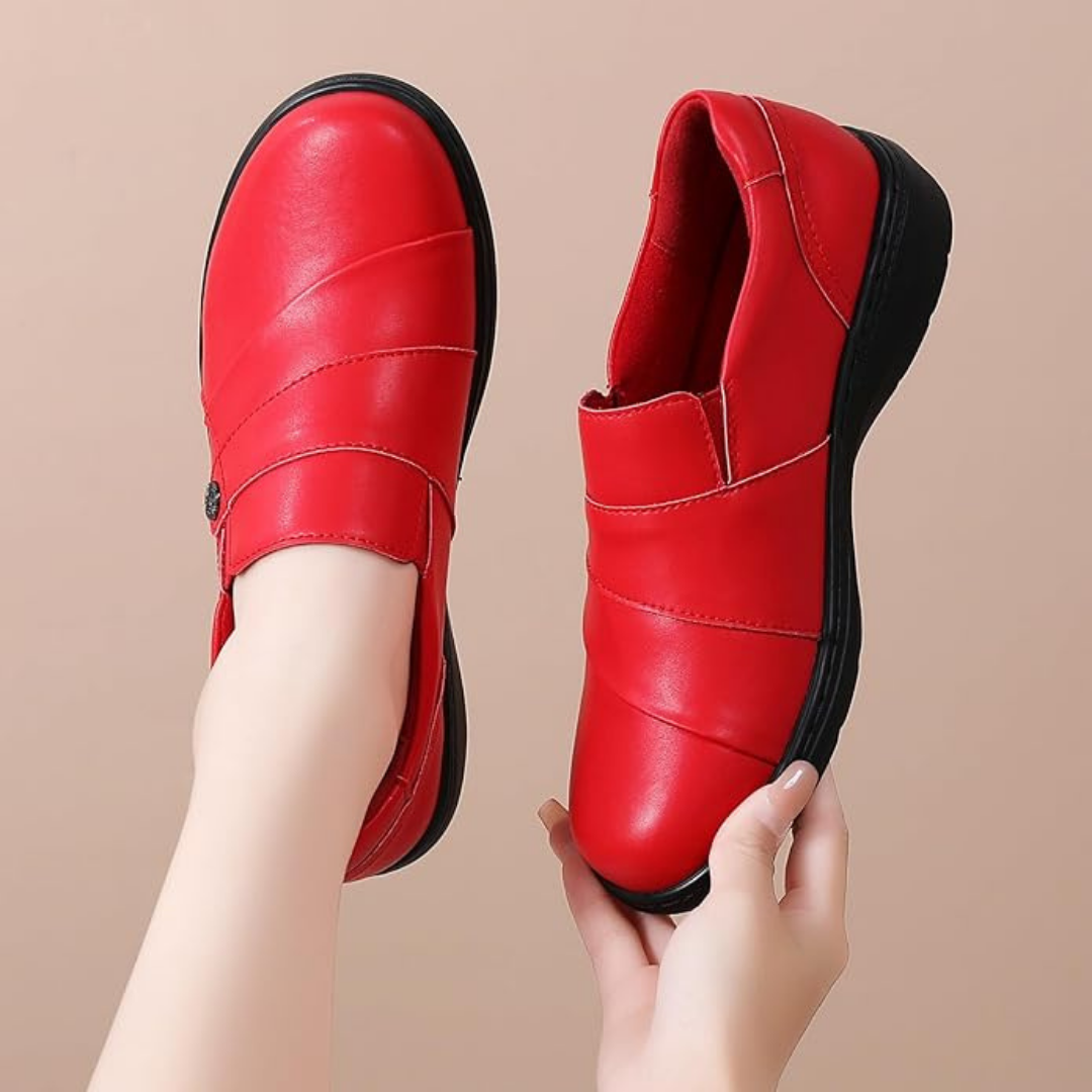 Mocassins de Travail pour Femmes en Cuir | Rouge