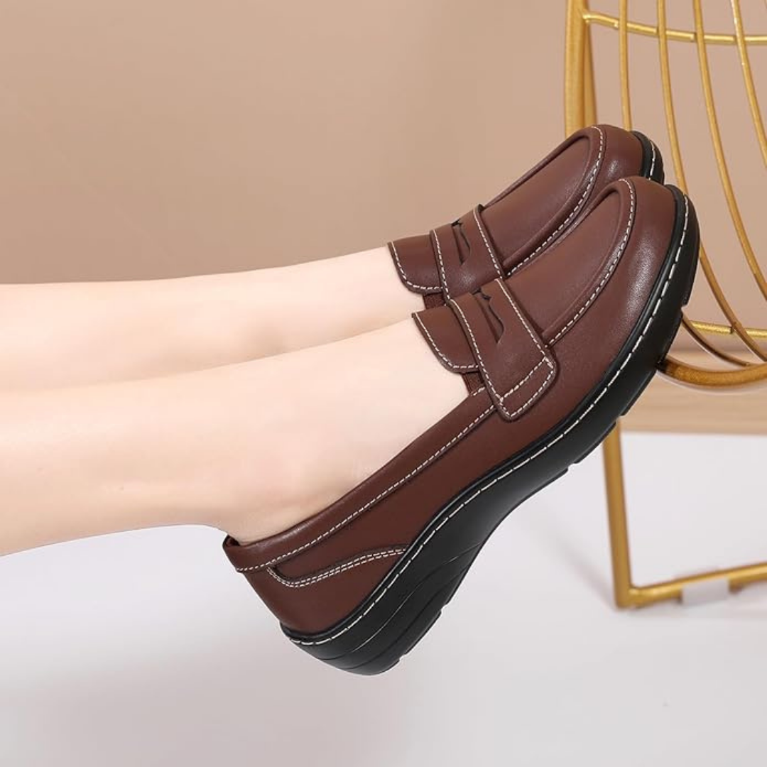 Mocassins Décontracté pour Femme en Cuir Synthétique | Marron